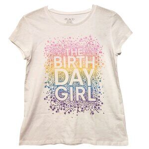 The Children's Place Rainbow Star Birthday White Tee Shirt Youth Size L 10/12